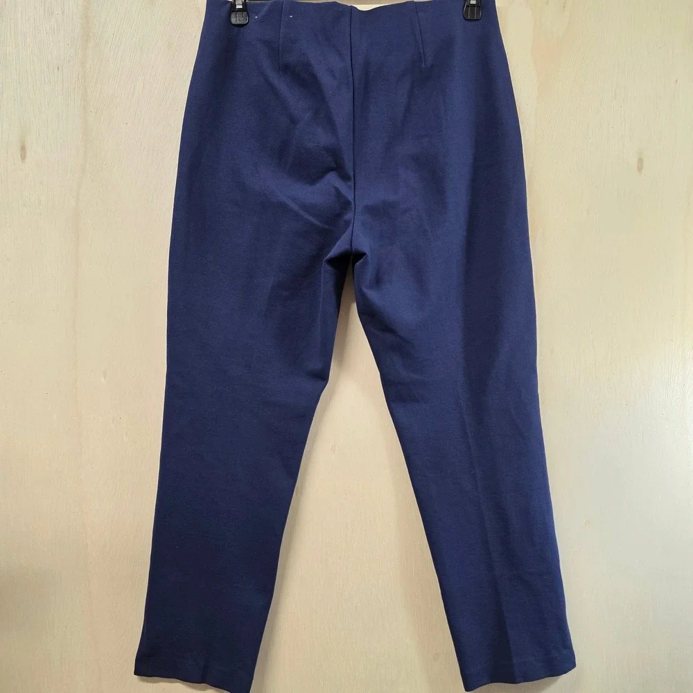 Chicos Navy Blue Ponte Knit Pull On Slim Leg Trousers Pants Womens 1.5 US10